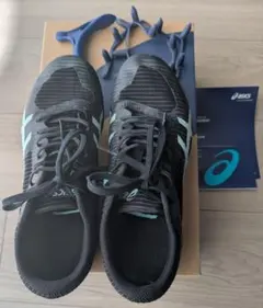 asicsスパイクシューズ ブラック/ミント24.5cm - メルカリ
