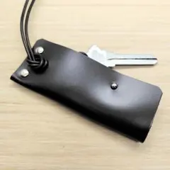 キーカバー キーケース キーホルダー 黒っぽい ネイビー レザー 革 小さい