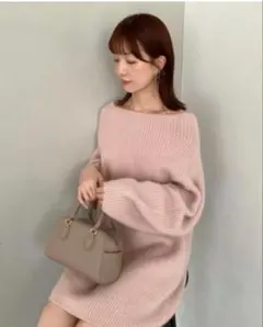 SNIDEL ピンクワンピース ラクーンミニニットワンピース レディース