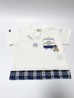 petit main 電車とクマ刺繍 Tシャツ 90(S) 半袖