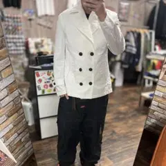 BURBERRY M 古着 ホワイト ダブルブレスト テーラードジャケット