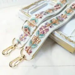 【SALE】PM219| インド刺繍リボン スマホショルダーストラップ　ブルー