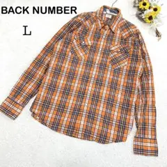 【BACK NUMBER】チェック柄長袖シャツ メンズシャツ オレンジ系 L
