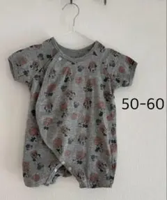 美品　新生児50 60 半袖　ロンパース　ミニーちゃん　グレー