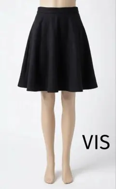 VIS ビス　秋冬　ウール混　フレアスカート　ミニスカート　黒　ブラック　M