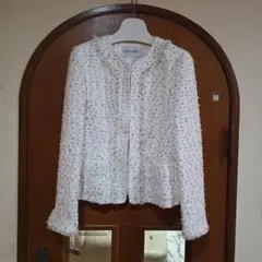MISS ASHIDAホワイトツイードノーカラージャケットのサムネイル