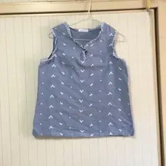 ノースリーブ 小花刺繍ブラウス