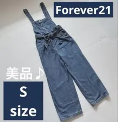 美品♪ Forever21 デニムサロペット リボンベルト付き　Sサイズ