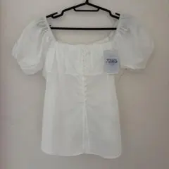 ブラウス シャツ 2WAYパフスリーブ半袖ブラウス レディース トップス