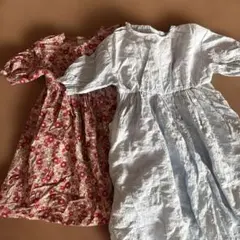 apres les cours 半袖ワンピース 110 赤花柄&ブルー