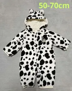 牛柄　厚手　カバーオール 50-70cm