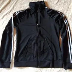 ブラック ジップアップジャケット サイドストライプ