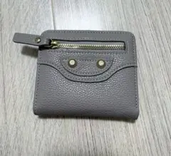 ミニウォレット 二つ折り財布 グレージュ カードケース 小銭入れ