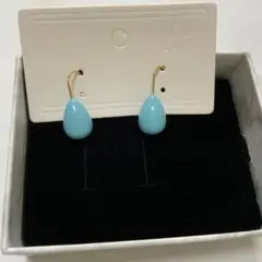 ヴィンテージ風雫型フックピアス　ブルー