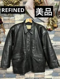 90s アメカジ　リアルレザー カーコート ジャケット　羊革 スキン ラムレザー