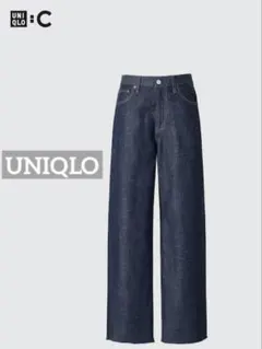 k0058 UNIQLO ワイドストレートジーンズ ネイビー