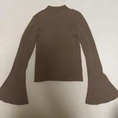 SNIDEL リブニット 長袖 フレアスリーブ ブラウン