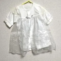 ホワイト刺繍ベビードレス 半袖
