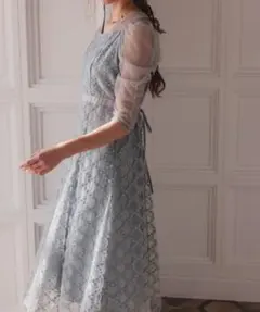新品　ドリードール　ダイヤフラワーレースドレス 結婚式　お呼ばれ　グレー
