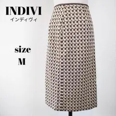 【a651】INDIVI インディヴィ 美品 タイト スカート M 総柄 ラメ