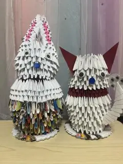 ハンドメイド 兎 猫 ウサギ ネコ 置き物 手作り