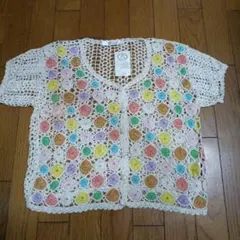 レトロ　FIELD RIVER 花柄レースカーディガン Mサイズ　未使用タグ付