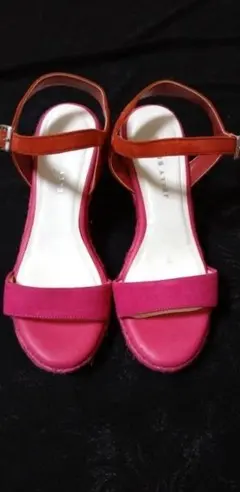 JELLY BEANS ピンク＆レッド スエード ウェッジソール Мサイズ