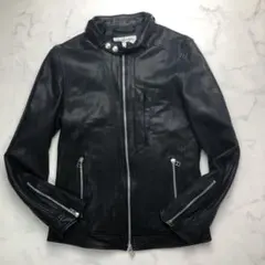 極美品 VANQUISH シングルライダース レザージャケット ゴートレザー M