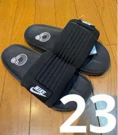 23cmナイキ　オフコートサンダル　アジャスト　ベルクロ　ベナッシ　ブラック黒色