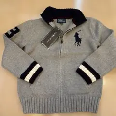 新品 ラルフローレン ビッグポロ グレー カーディガン 6 120