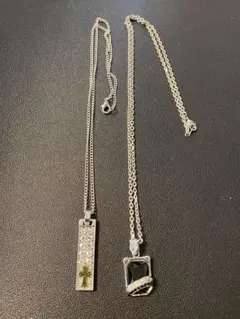 未使用 ネックレス 2点セット クロスプレート ＆ ブラックストーン