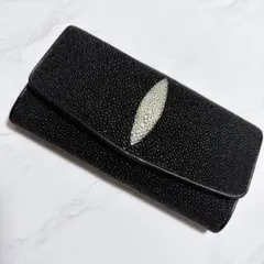 未使用✨スティングレイ長財布　エイ革　ガルーシャ　本革レザー　ブラック