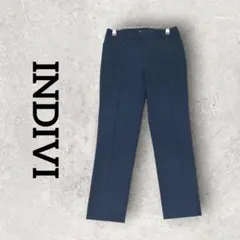 INDIVI スラックスパンツ テーパードパンツ レディース (F) ネイビー