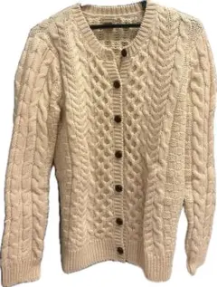 L.L.Bean クリーム色 カーディガン ニット ケーブル 白 エルエルビーン