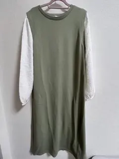 しまむら　長袖　ワンピース　グリーン