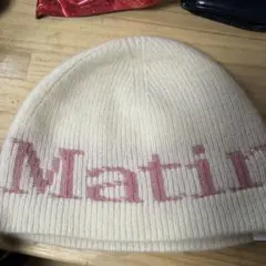 Matin Kim ニット帽 アイボリー/ピンク
