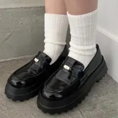 NICE CLAUP ナイスクラップ 厚底ローファー BLK 24.5cmのサムネイル