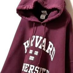 ギルダン ハーバード大学 ロゴ スウェットパーカーえんじ色レッド赤2XL古着