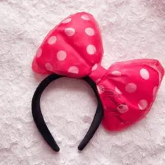 【Disney】ミニーマウス風ピンク水玉カチューシャ