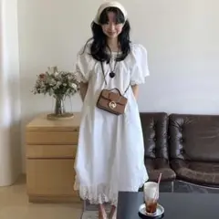 freckle ロングワンピース　ホワイト　半袖Freckle