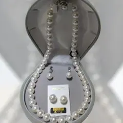 超大玉貝パール　ネックレス　ピアス イヤリング　10mm　真珠　ホワイト　セット