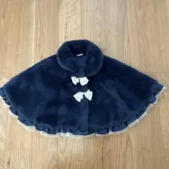 petite mainネイビー ファー　ベビーポンチョ