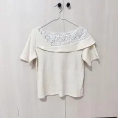 MAJESTIC LEGON レース付きオフショルダー 半袖 カットソー