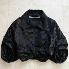 ALEXANDER WANG ブロックチェック シャドーロゴクロップドジャケットのサムネイル