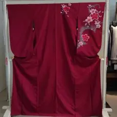 【中古品】二尺袖振袖・ワイン桜橘【c130】卒業式/式典/お呼ばれ/結婚式/のサムネイル
