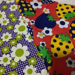 レトロ花柄・イチゴ柄 綿生地セット