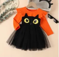 【新品 110cm】黒猫 ハロウィン ワンピース コスプレ 子供