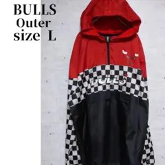【ヴィンテージ】BULLS ナイロンパーカー 黒×白×赤 L　NBA バスケのサムネイル
