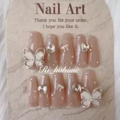 蝶バタフライピンクベージュちゅるんワンホン韓国スナ系フレンチガーリー量産型