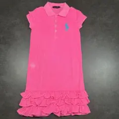 POLO ラルフローレン ポロワンピース 半袖 ネオンカラー ロゴ フリル